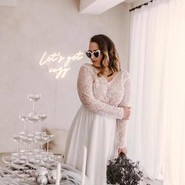 Brautkleid mit Perlen-Oberteil