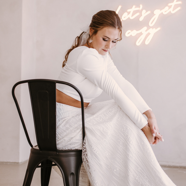 Zweiteiler Brautkleid mit Glitzer-Rock