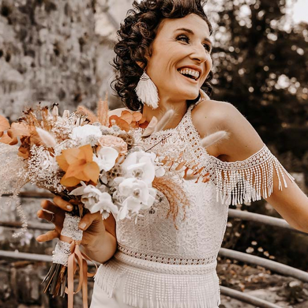 Vintage Brautkleid mit Fransen